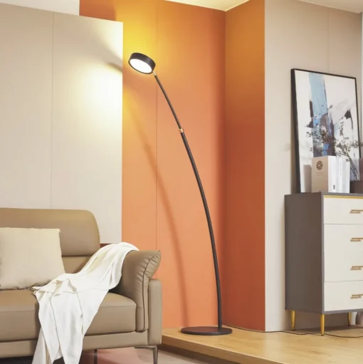 Lucande booglamp Boga, zwart, metaal, dimbaar