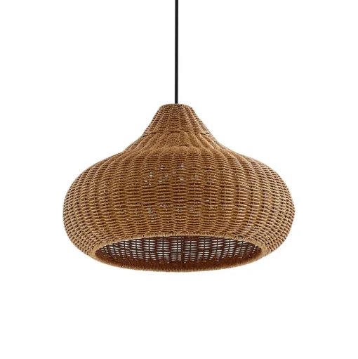 Lucande buiten hanglamp Taniola, 3-lamps, beige, rotan, IP44