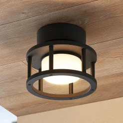 Lucande buiten plafondlamp Berenike, Ø 17 cm, grijs, GX53