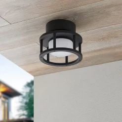 Lucande buiten plafondlamp Berenike, Ø 17 cm, grijs, GX53