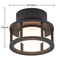 Lucande buiten plafondlamp Berenike, Ø 17 cm, grijs, GX53