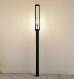 Lucande buitenlamp Alivaro, zwart, 220 cm, E27, IP65
