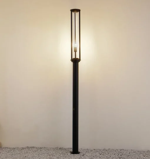 Lucande buitenlamp Alivaro, zwart, 220 cm, E27, IP65