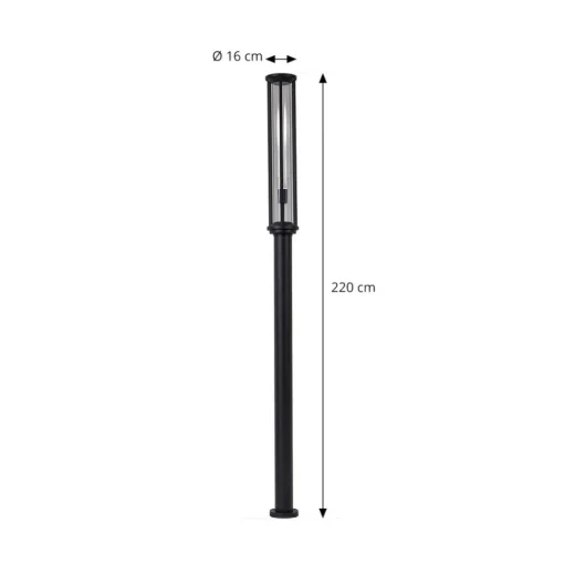 Lucande buitenlamp Alivaro, zwart, 220 cm, E27, IP65