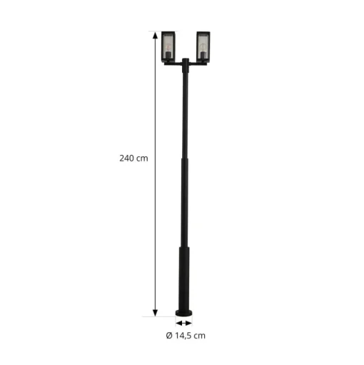 Lucande buitenlamp Siveta, 240cm, 2-lamps, zwart, E27, IP65