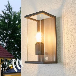Lucande buitenwandlamp Annalea, 29cm, 1-lamp, IP54, sensor