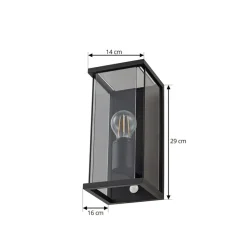 Lucande buitenwandlamp Annalea, rookgrijs, IP54, sensor