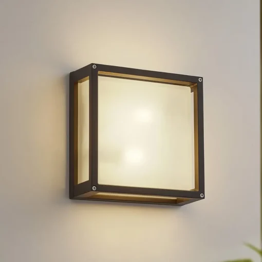 Lucande buitenwandlamp Aurelien, antraciet, sensor, 25x25 cm