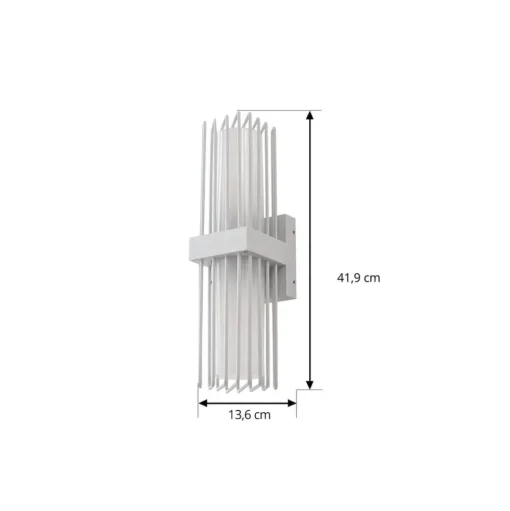 Lucande buitenwandlamp Chandan, 42 cm, wit, metaal, IP54
