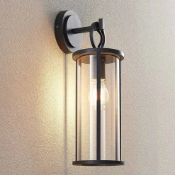 Lucande buitenwandlamp Emmeline, helder, aluminium, hoogte 45 cm