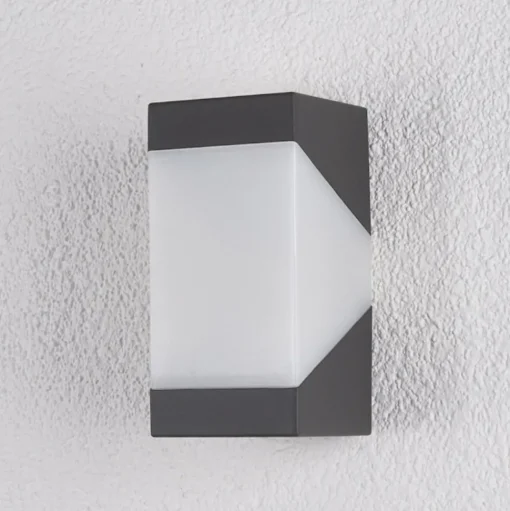 Lucande buitenwandlamp Kiran, grijs, metaal, IP44, E27