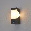 Lucande buitenwandlamp Kiran, sensor, grijs, IP44, E27