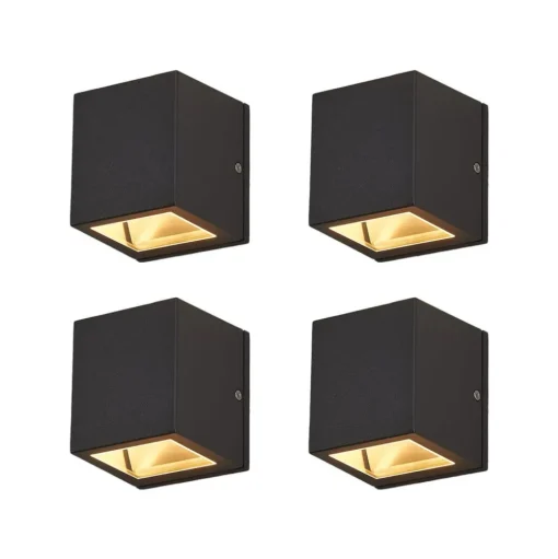 Lucande buitenwandlamp Maurice, antraciet, IP54, set van 4