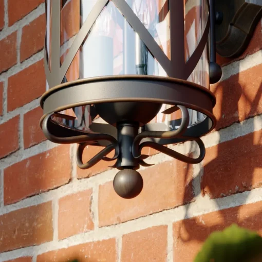 Lucande buitenwandlamp Marcellino, roest, metaal, glas