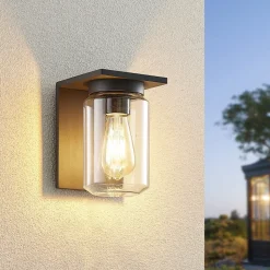 Lucande buitenwandlamp Semka, antraciet, aluminium, glas, 20cm