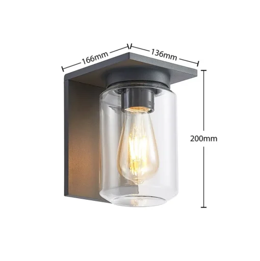 Lucande buitenwandlamp Semka, antraciet, aluminium, glas, 20cm