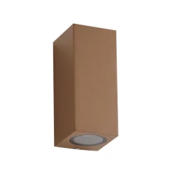 Lucande buitenwandlamp Xava, up/down, bruin, 2-lamps, GU10