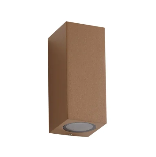 Lucande buitenwandlamp Xava, up/down, bruin, 2-lamps, GU10
