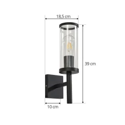 Lucande buitenwandlamp Zanta, hoogte 39 cm, IP54, zwart