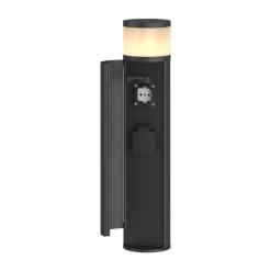 Lucande Corban sokkellamp, grijs, deur, stopcontacten, G9, IP44