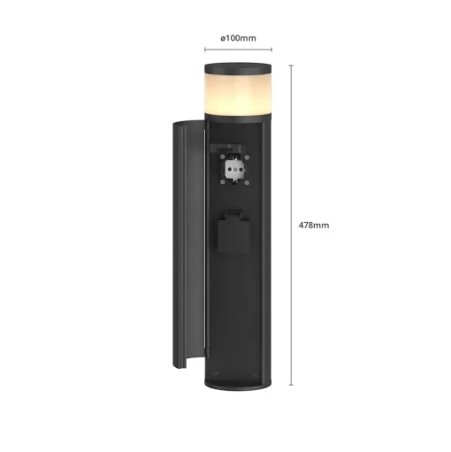 Lucande Corban sokkellamp, grijs, deur, stopcontacten, G9, IP44