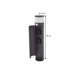 Lucande Corban sokkellamp, grijs, sensor, stopcontacten, IP44