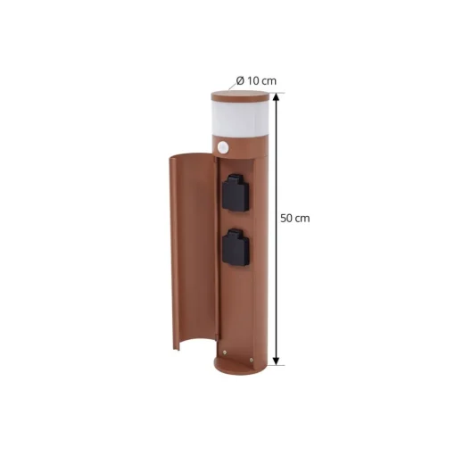 Lucande Corban sokkellamp, roest, sensor, stopcontacten, IP44