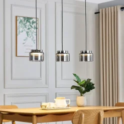 Lucande Diano hanglamp, rookgrijs, 3-lamps