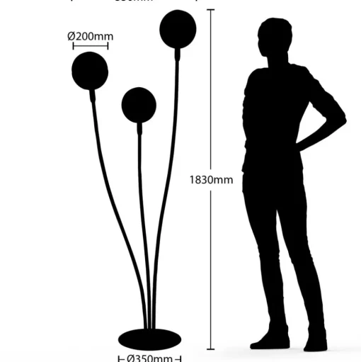 Lucande Dustian vloerlamp, 3-lamps