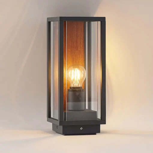 Lucande Elwin sokkellamp, hoekig, aluminium, 35 cm