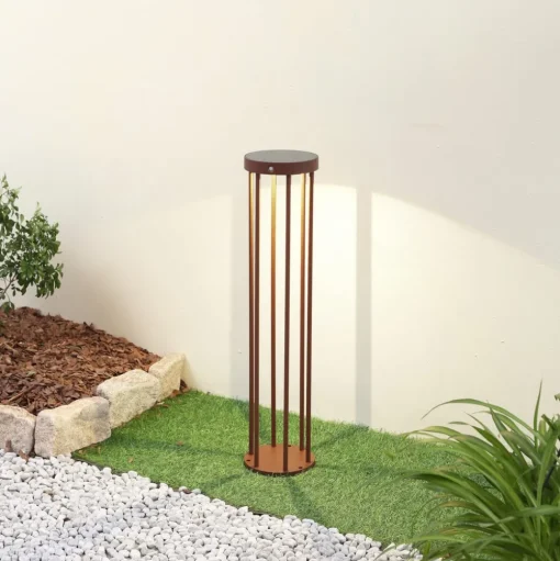 Lucande Evelis LED tuinpadverlichting, roestkleurig, aluminium, sensor