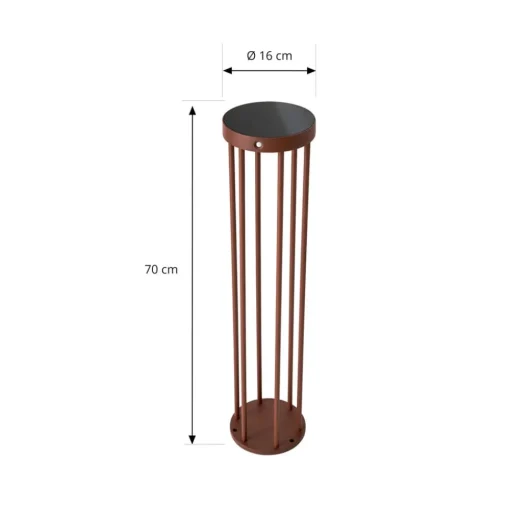 Lucande Evelis LED tuinpadverlichting, roestkleurig, aluminium, sensor