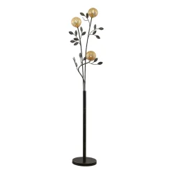 Lucande Evory vloerlamp, 160 cm, 3-lamps, zwart/goud, G9