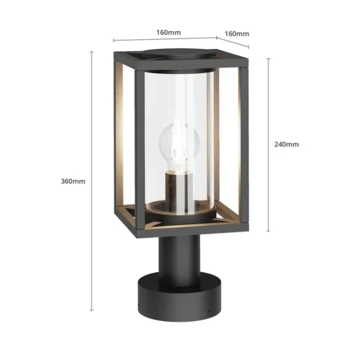Lucande Ferda sokkellamp, 37 cm, antraciet, IP44