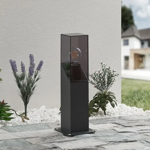 Lucande Fiola sokkellamp, 40 cm, antraciet, IP54