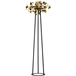 Lucande Glimmo LED vloerlamp, zwart, messing
