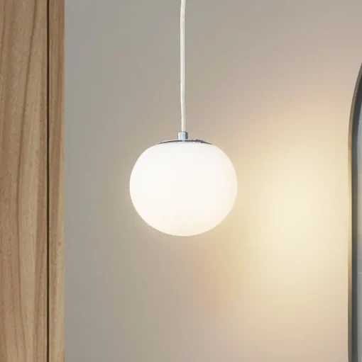 Lucande hanglamp Bidolo, chroomkleurig, glas, Ø 15 cm, IP44