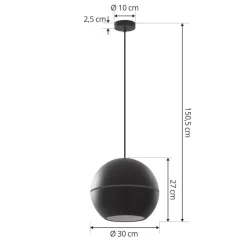 Lucande hanglamp Calantha, zwart, aluminium, Ø 30 cm