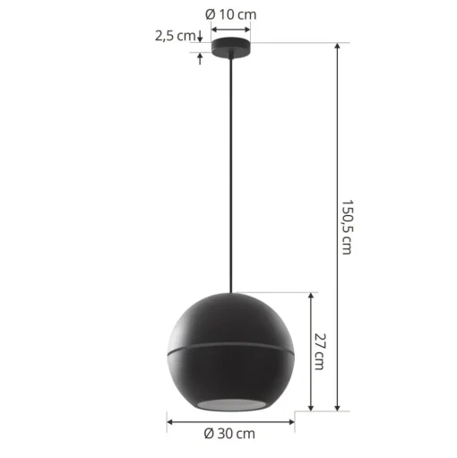 Lucande hanglamp Calantha, zwart, aluminium, Ø 30 cm
