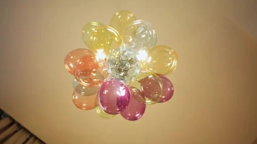 Lucande hanglamp Diborah, Ø 40 cm, kleurrijk, glas, G9