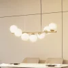 Lucande hanglamp Isandro, 95 cm, goud, wit, 7-lamps, G9