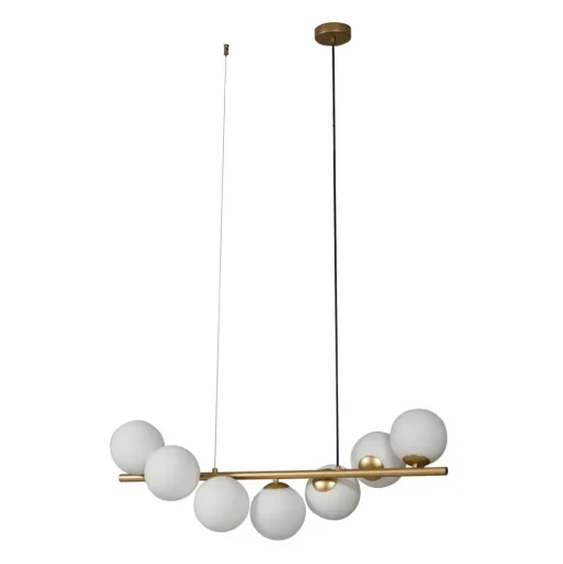 Lucande hanglamp Isandro, 95 cm, goud, wit, 7-lamps, G9