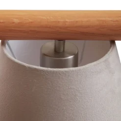 Lucande hanglamp Jinda, grijs, hout, stof, 120 cm, E27