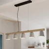 Lucande hanglamp Kalinda, grijs, beton, 110,5 cm lang, E14