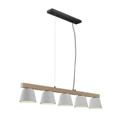 Lucande hanglamp Kalinda, grijs, beton, 110,5 cm lang, E14