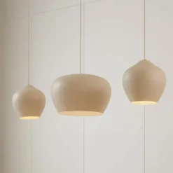 Lucande hanglamp Malisa, beige, 3-lamps, metaal, 90 cm