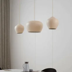 Lucande hanglamp Malisa, beige, 3-lamps, metaal, 90 cm