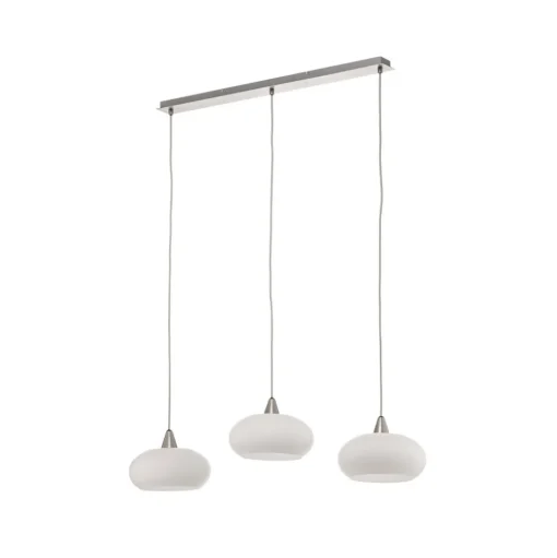 Lucande hanglamp Sharvil, 3-lamps, wit, glas, 97cm