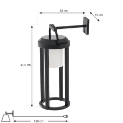 Lucande 2-in-1 LED lamp op zonne-energie Tilena, zwart, rond, aluminium
