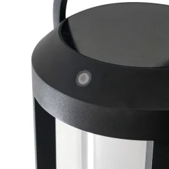 Lucande 2-in-1 LED lamp op zonne-energie Tilena, zwart, rond, aluminium